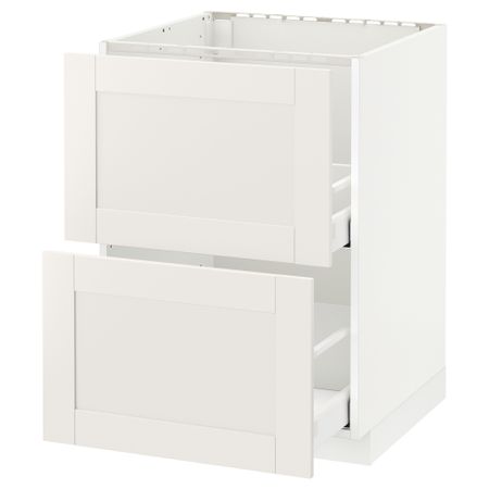 Напольный шкаф под мойку + 2 фронтальных панели, 2 ящика МЕТОД / МАКСИМЕРА, белый, Сэведаль белый