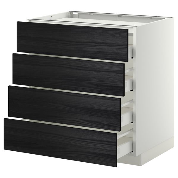 Напольный шкаф, 4 фронтальных панели, 4 ящика МЕТОД / МАКСИМЕРА, белый, Тингсрид черный - фото 1