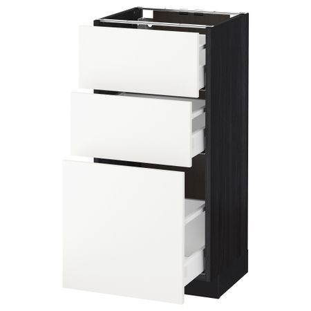 Напольный шкаф с 3 ящиками МЕТОД / МАКСИМЕРА, черный, Хэггеби белый