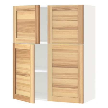 Навесной шкаф с полками, 4 дверцы МЕТОД, белый, Торхэмн ясень (80x100 см)