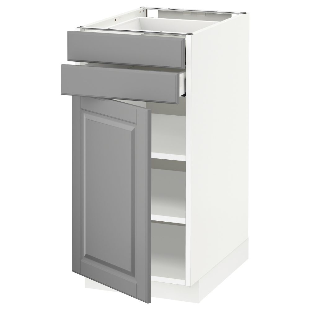 Напольный шкаф с дверцей, 2 ящиками МЕТОД / МАКСИМЕРА, белый, Будбин серый - схема-чертеж с размерами