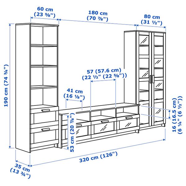 IKEA в интерьере - схема-чертеж с размерами