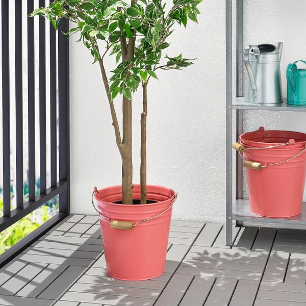 Ведро/горшок, для дома, улицы красно-розовый 10 л IKEA СОККЕР 104.539.77 - схема-чертеж с размерами