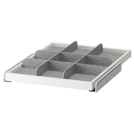Выдвижная полка с разделителем, белый, светло-серый 50x58 см IKEA KOMPLEMENT КОМПЛИМЕНТ 993.320.05