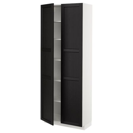 Высокий шкаф с полками, белый/Лерхюттан черная морилка 80x37x200 см IKEA METOD МЕТОД 894.459.65