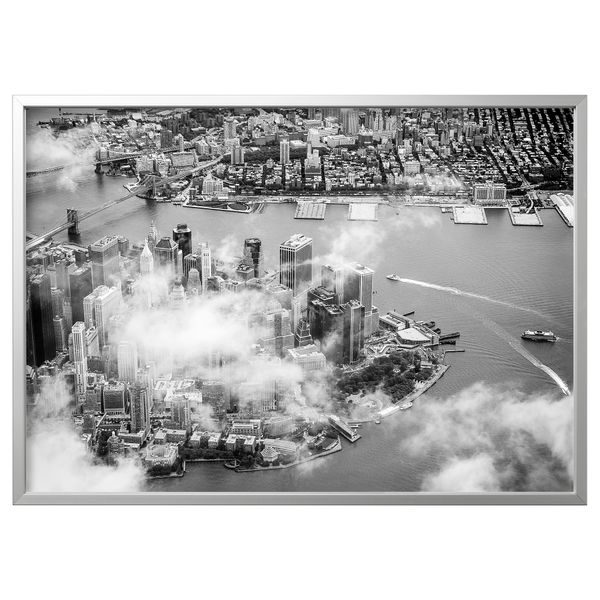 Картина с рамой, Облака над Манхэттен, цвет алюминия, 140x100 см IKEA BJÖRKSTA БЬЁРКСТА 694.429.96 - фото 1