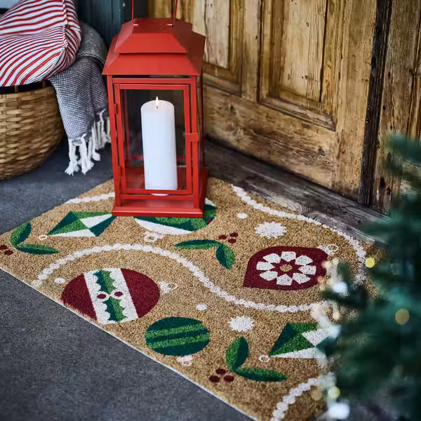 VINTERFINT Придверный коврик - орнамент «елочные шары» кокос/разноцветный 60x90 см - схема-чертеж с размерами