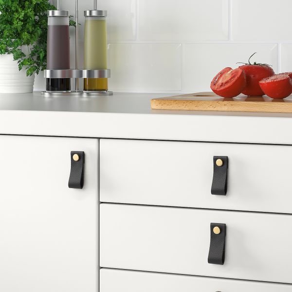 Кожаная ручка, черный 70 мм IKEA GALTHULT ГАЛЬХУЛЬТ 205.223.48 - фото 2