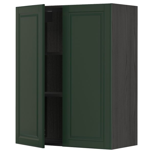 Навесной шкаф с полками/2дверцы, черный/Будбин темно-зеленый 80x100 см IKEA МЕТОД 893.132.10 - схема-чертеж с размерами