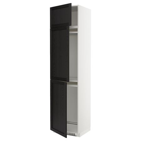 Высокий шкаф для холодильника или морозильника, с 3 дверями, белый/Лерхюттан черная морилка 60x60x240 см IKEA METOD МЕТОД
