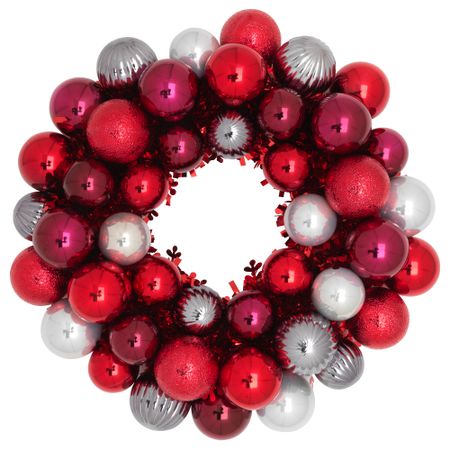 Украшение, венок ВИНТЕР 2016, красный, серебристый (40 см)