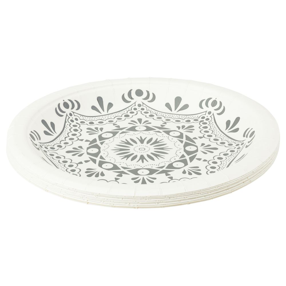 Бумажная десертная тарелка ВИНТЕР 2015, с рисунком белый, серый (19.5 см) - фото 1