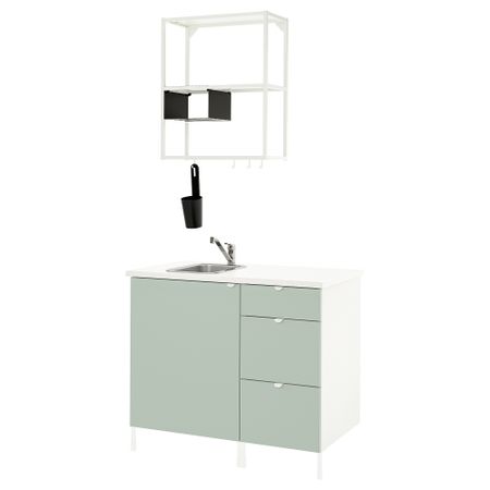 Кухня, белый, бледный серо-зеленый, 103x63.5x222 см IKEA BEGIVENHET БЕГИВЕНХЕТ 194.991.84