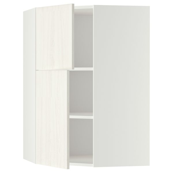 Угловой навесной шкаф + полки, 2 дверцы МЕТОД, белый, Росдаль белый (68x100 см) - схема-чертеж с размерами