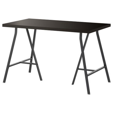 Стол ЛИННМОН / ЛЕРБЕРГ, черно-коричневый, серый (120x60 см)
