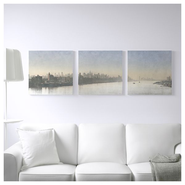 Картина, 3 шт ПЬЕТТЕРИД, Серебристая дымка (56x56 см) - фото 2