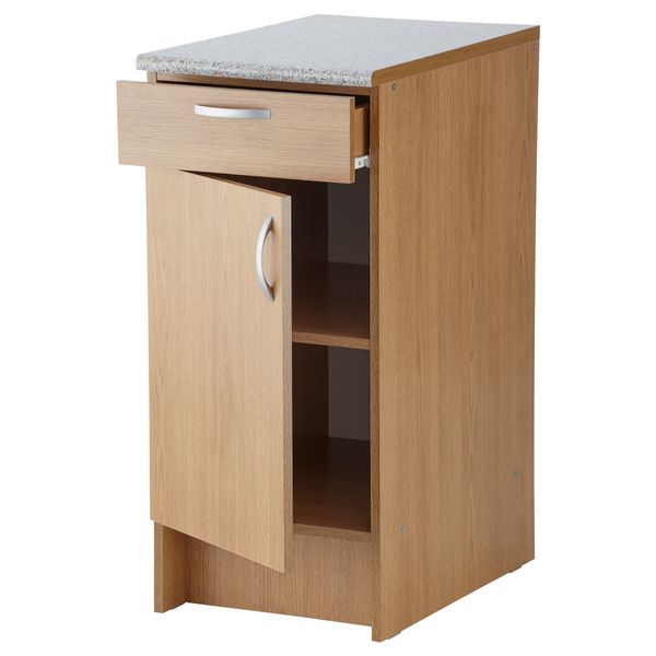 Напольный шкаф с дверью и ящиком АЛЬБРУ, под дуб (40x89 см) - схема-чертеж с размерами