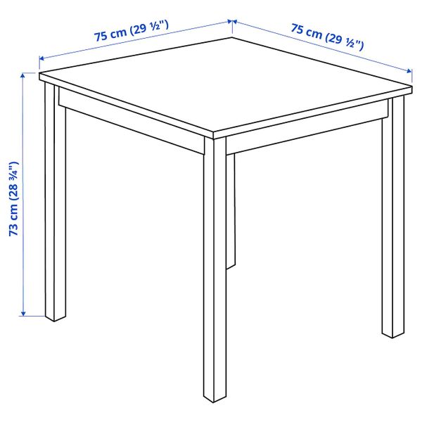 Стол, сосна 75x75 см IKEA INGO ИНГУ 203.616.56 - схема-чертеж с размерами