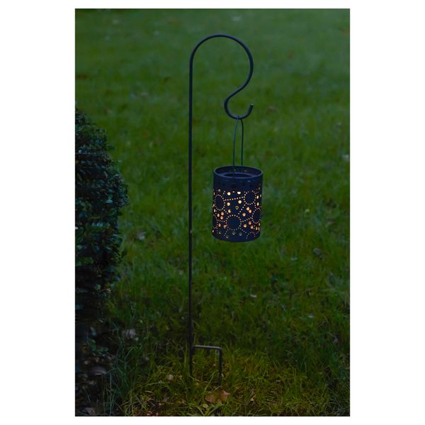 Светодиодный фонарь/солнечн батарея СОЛВИДЕН, с прорезным абажуром серый - фото 1