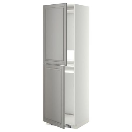 Высокий шкаф для холодильник/мороз, белый/Будбин серый 60x60x200 см IKEA METOD МЕТОД 092.270.61