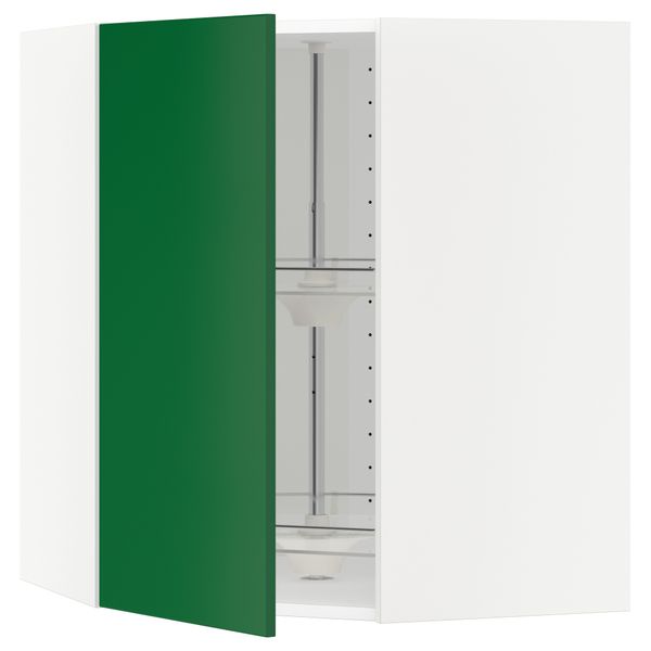 Угловой навесной шкаф с вращающейся секцией МЕТОД, белый, Флэди зеленый - схема-чертеж с размерами
