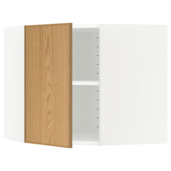 Угловой навесной шкаф с полками, белый/Экестад дуб 68x60 см IKEA METOD МЕТОД 892.258.31 - схема-чертеж с размерами