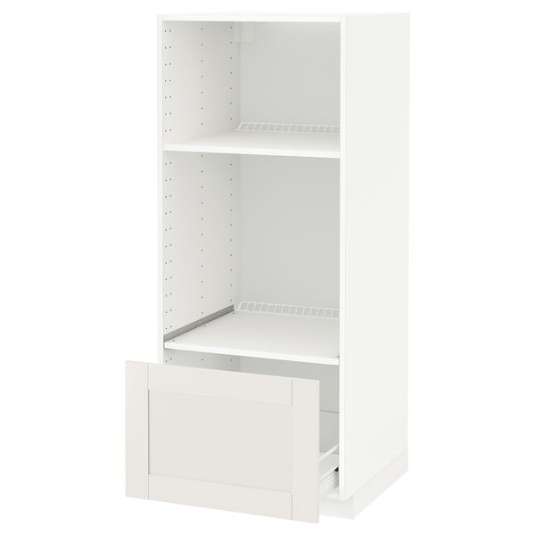 Высокий шкаф с ящиком для духовки/СВЧ МЕТОД / ФОРВАРА, белый, Сэведаль белый (60x60x140 см) - схема-чертеж с размерами