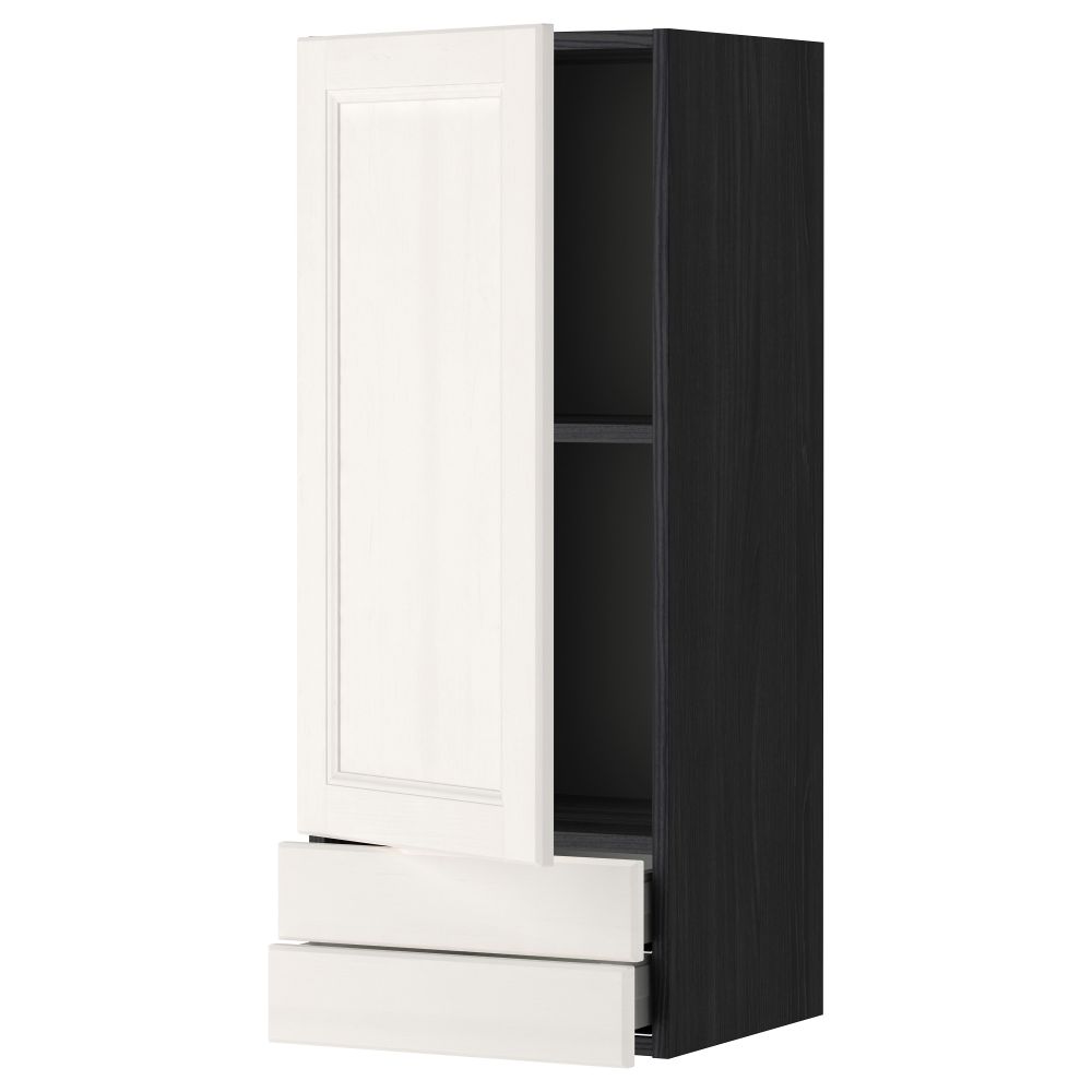 Навесной шкаф с дверцей, 2 ящика МЕТОД / МАКСИМЕРА, черный, Лаксарби белый - фото 1
