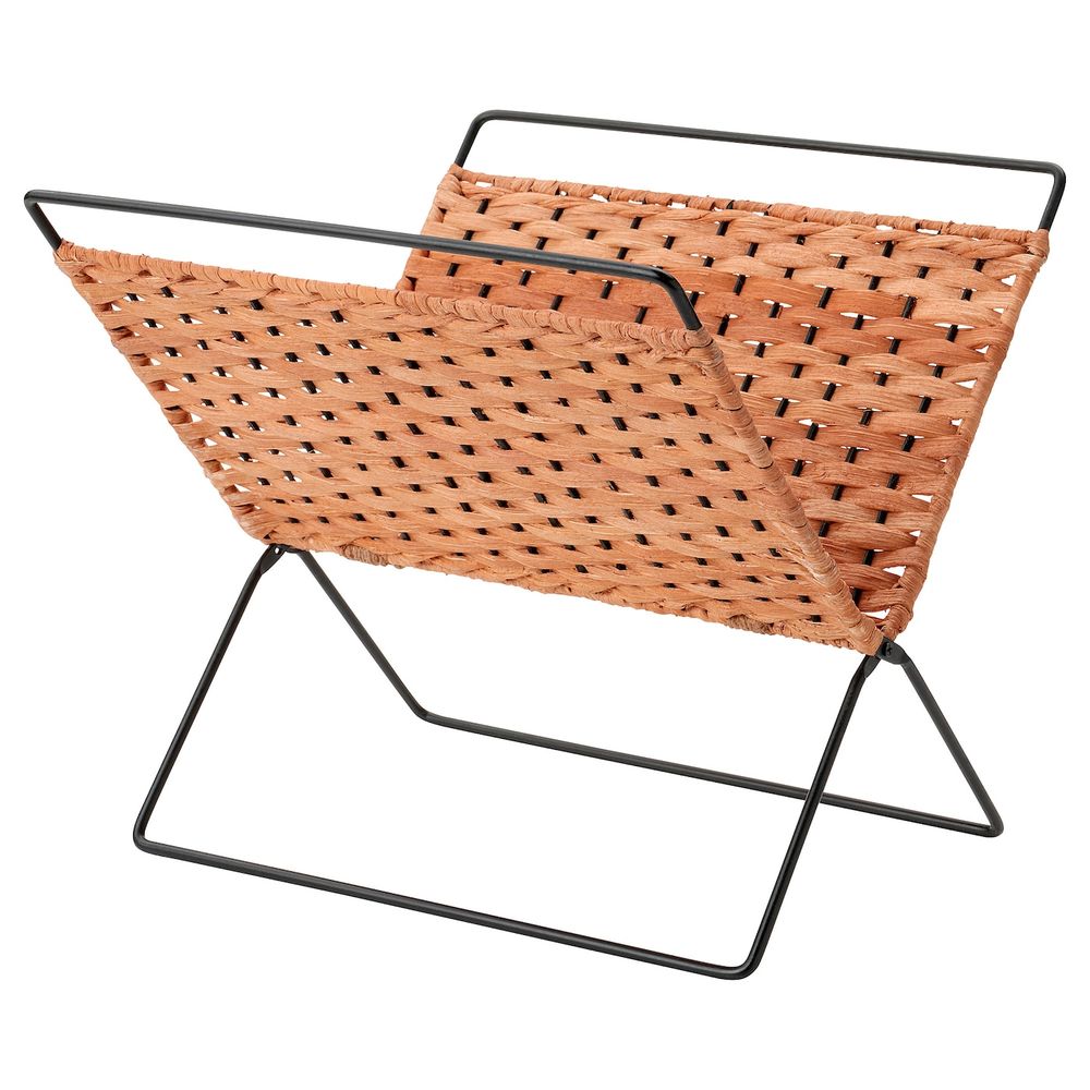 Подставка для журналов, естественный/черный 35x35 см IKEA LUSTIGKURRE ЛУСТИГКЮРРЕ 104.574.28 - фото 1