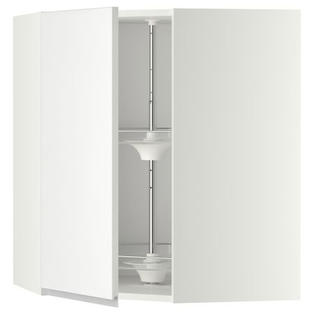 Угловой навесной шкаф с вращающейся секцией МЕТОД, белый, Нодста белый