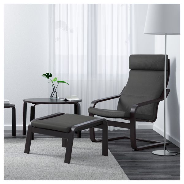 Кресло ПОЭНГ, черно-коричневый, Финнста серый - фото 2