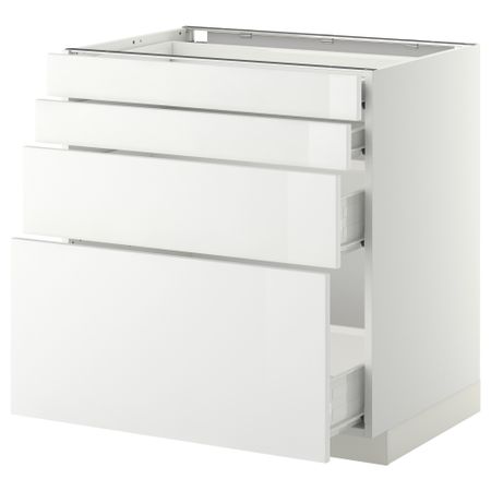 Напольный шкаф 4 фронтальных панели, 4 ящика МЕТОД / ФОРВАРА, белый, Рингульт белый