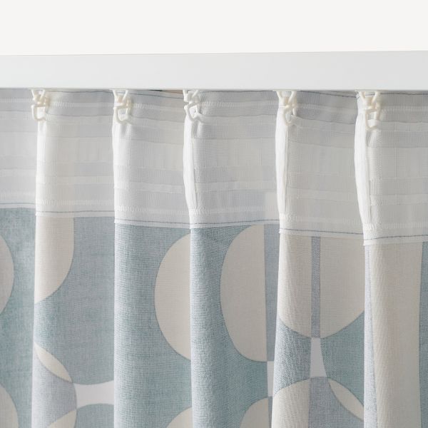 Гардины, 2 шт., бежевый, синий 145x300 см IKEA FJÄLLMÄTARE ФЬЕЛЛЬМЭТАРЕ 204.698.69 - фото 4