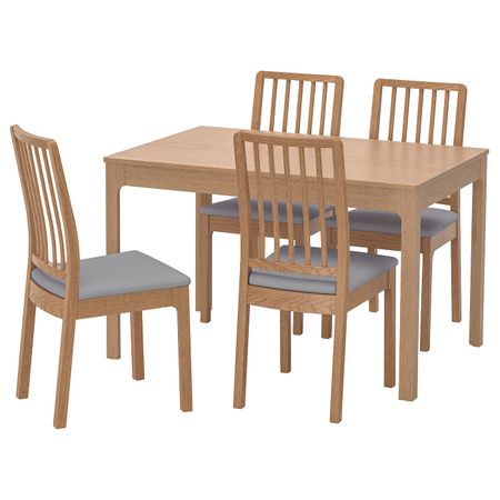 Стол и 4 стула, дуб/Рамна светло-серый 120/180 см IKEA EKEDALEN ЭКЕДАЛЕН / EKEDALEN ЭКЕДАЛЕН 592.968.63