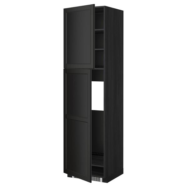 Высокий шкаф для холодильника, 2 дверцы МЕТОД, черный, Лаксарби черно-коричневый - схема-чертеж с размерами