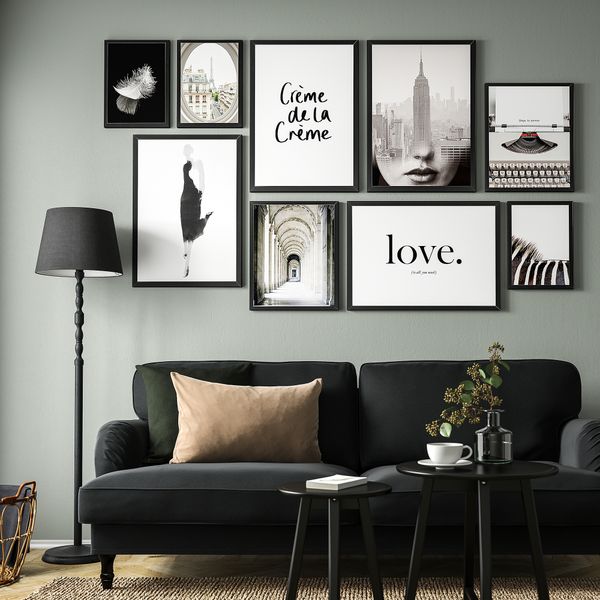 Постеры в раме, 9 шт., crème de la crème IKEA FISKBO ФИСКБУ 305.549.23 - схема-чертеж с размерами