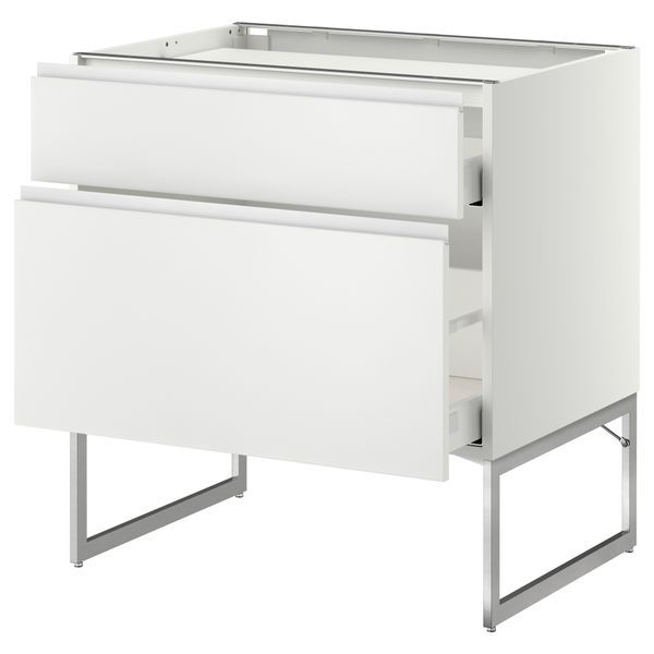 Напольный шкаф, 2 фронтальных панели, 3 ящика МЕТОД / МАКСИМЕРА, белый, Нодста белый - схема-чертеж с размерами