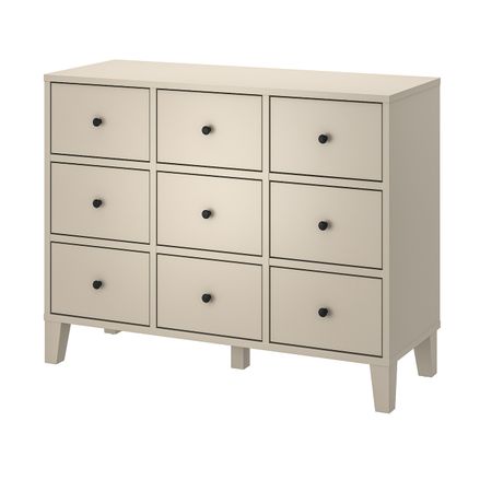 Комод с 9 ящиками, бежевый 118x92 см IKEA BRYGGJA БРЮГГИА 704.693.10