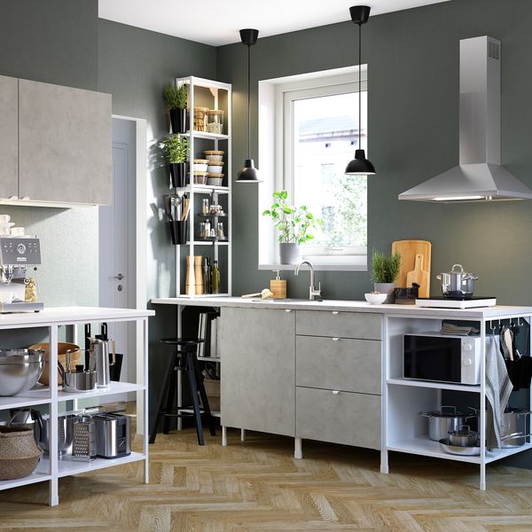 Комбинация для хранения, 123x63.5x207 см, белый, под бетон IKEA BEGIVENHET БЕГИВЕНХЕТ 093.315.62 - фото 3