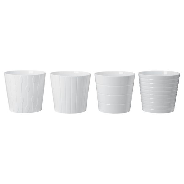 Кашпо КАРДЕМУММА, белый, различные орнаменты - фото 1