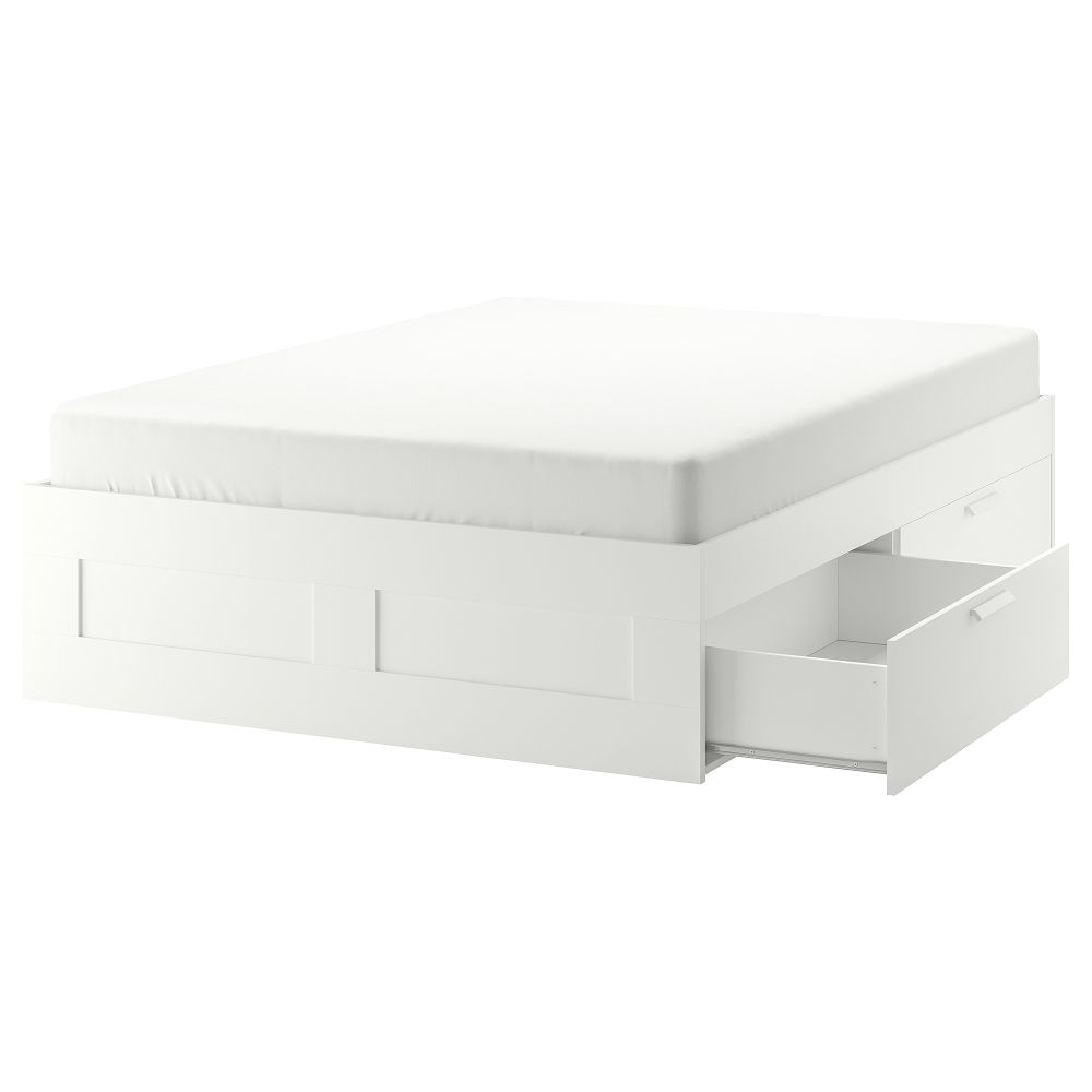 Каркас кровати с ящиками, белый, Lönset, 140x200 см IKEA BRIMNES БРИМНЭС 290.187.35 - фото 1