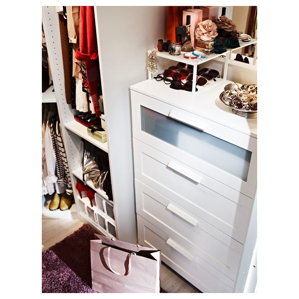 Комод с 4 ящиками БРИМНЭС, белый, матовое стекло (78x124 см) - фото 5