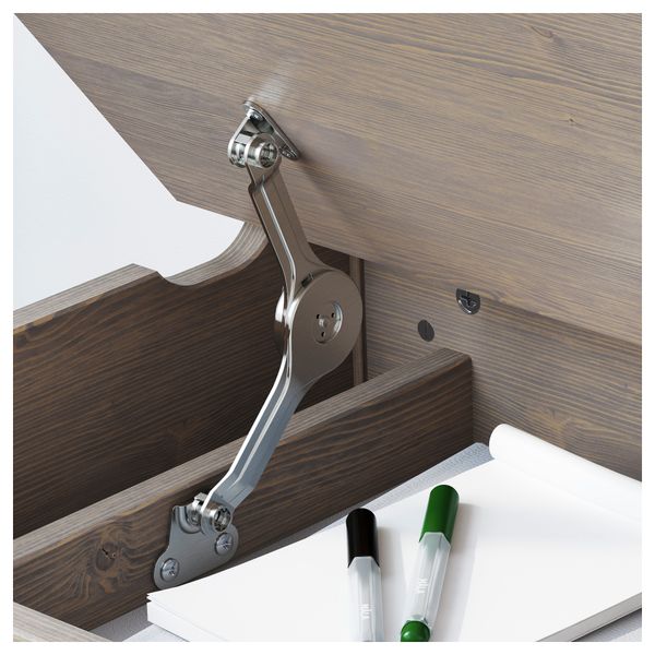 Стол с отделением для хранения СУНДВИК, серо-коричневый (58x45 см) - схема-чертеж с размерами