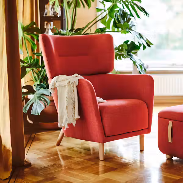 OSKARSHAMN Кресло + табурет для ног - Tonerud красный - фото 4