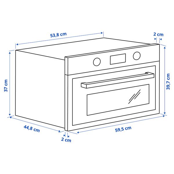 ANRÄTTA Микроволновая печь - IKEA 500 нержавеющая сталь - схема-чертеж с размерами