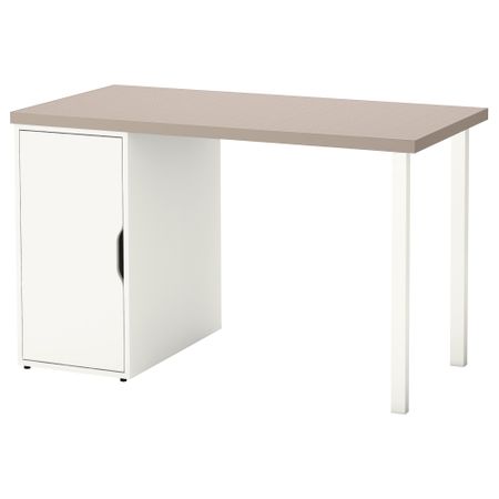 Стол ЛИННМОН / ГОДВИН, геометрический бежевый, белый (120x60 см)