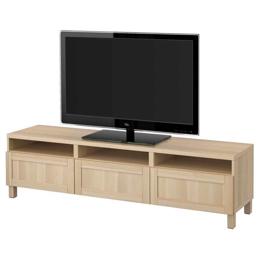 Тумба для ТВ с ящиками БЕСТО, Ханвикен под беленый дуб (180x40x48 см) - фото 1