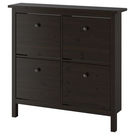 HEMNES Галошница, 4 отделения - черно-коричневый 107x22x101 см
