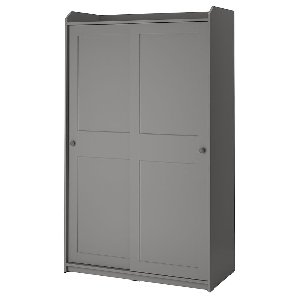 Гардероб с раздвижными дверями, серый 118x55x199 см IKEA HAUGA ХАУГА 804.569.15 - фото 1