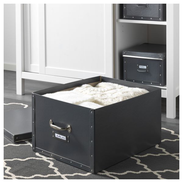 Коробка с крышкой ФЬЕЛЛА, темно-серый (40x56x28 см) - схема-чертеж с размерами